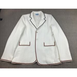 Pompomme Girls 14Y White Black Trim‎ Single Button Blazer